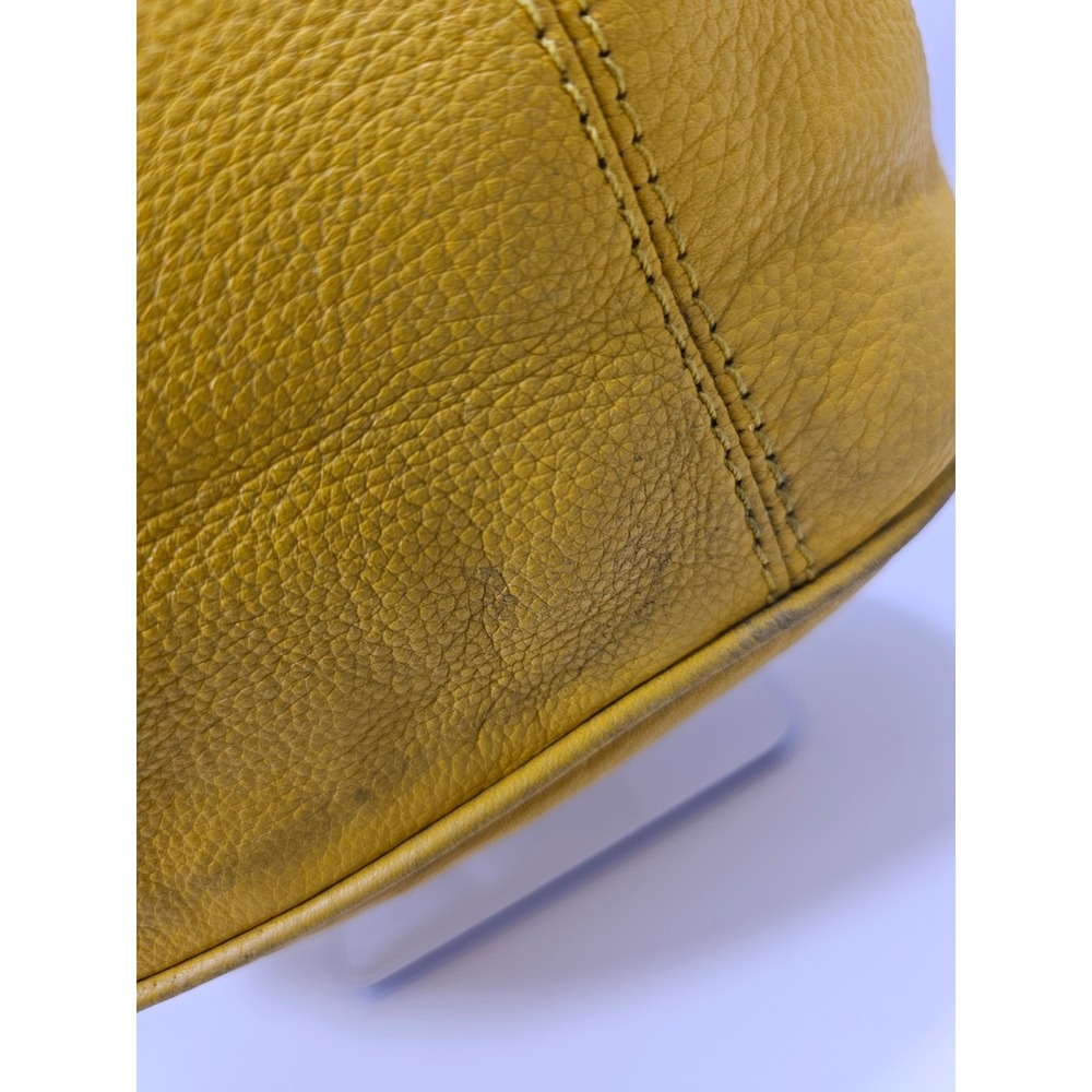 Michael Kors Bedford Yellow Pebbled Leather Tote Bag Gold Hardware MK Charm - Picture 7 of 9